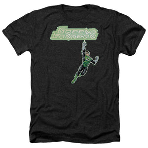 AN OFFCIALLY LICENSED GREEN LANTERN ENERGY CONSTRUCT LOGO MEN'S HEATHER T-SHIRT CHARCOAL