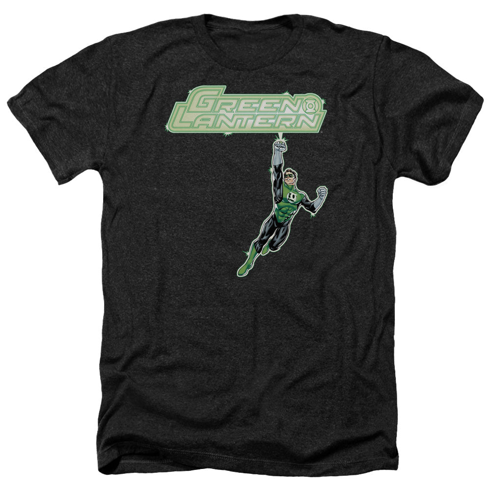 AN OFFCIALLY LICENSED GREEN LANTERN ENERGY CONSTRUCT LOGO MEN'S HEATHER T-SHIRT CHARCOAL