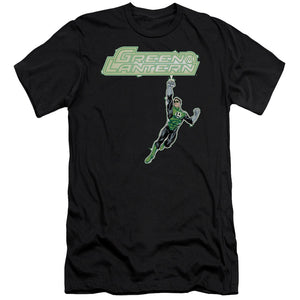 AN OFFCIALLY LICENSED GREEN LANTERN ENERGY CONSTRUCT LOGO MEN'S PREMIUM SLIM FIT T-SHIRT BLACK