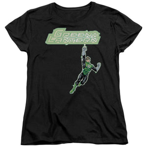 AN OFFCIALLY LICENSED GREEN LANTERN ENERGY CONSTRUCT LOGO WOMEN'S REGULAR FIT T-SHIRT BLACK