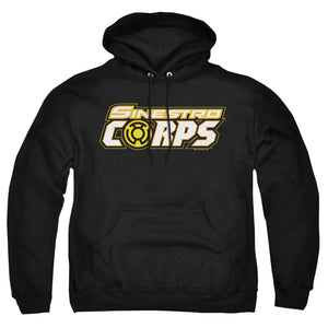 AN OFFCIALLY LICENSED GREEN LANTERN SINESTRO CORPS LOGO ADULT UNISEX PULLOVER HOODIE BLACK