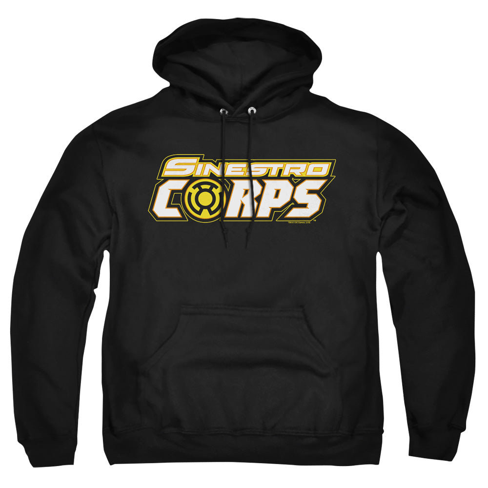 AN OFFCIALLY LICENSED GREEN LANTERN SINESTRO CORPS LOGO ADULT UNISEX PULLOVER HOODIE BLACK