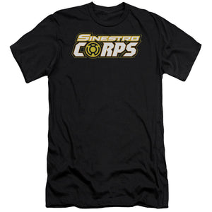 AN OFFCIALLY LICENSED GREEN LANTERN SINESTRO CORPS LOGO MEN'S PREMIUM SLIM FIT T-SHIRT BLACK