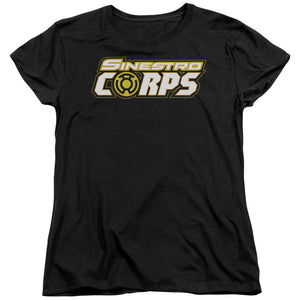 AN OFFCIALLY LICENSED GREEN LANTERN SINESTRO CORPS LOGO WOMEN'S REGULAR FIT T-SHIRT BLACK