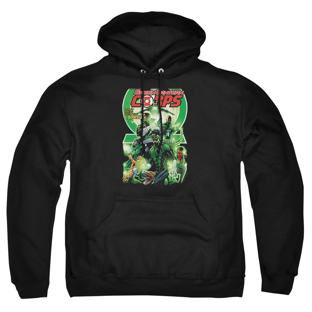 AN OFFCIALLY LICENSED GREEN LANTERN GL CORPS #25 COVER ADULT UNISEX PULLOVER HOODIE BLACK