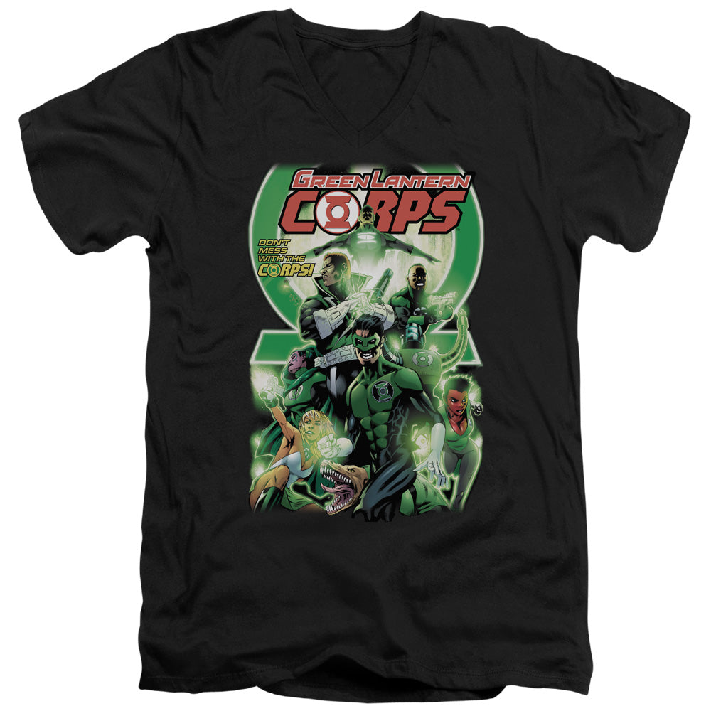 AN OFFCIALLY LICENSED GREEN LANTERN GL CORPS #25 COVER MEN'S V-NECK T-SHIRT BLACK