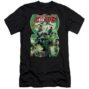 AN OFFCIALLY LICENSED GREEN LANTERN GL CORPS #25 COVER MEN'S PREMIUM SLIM FIT T-SHIRT BLACK