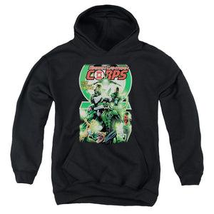 AN OFFCIALLY LICENSED GREEN LANTERN GL CORPS #25 COVER YOUTH HOODIE BLACK