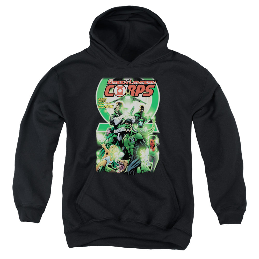 AN OFFCIALLY LICENSED GREEN LANTERN GL CORPS #25 COVER YOUTH HOODIE BLACK