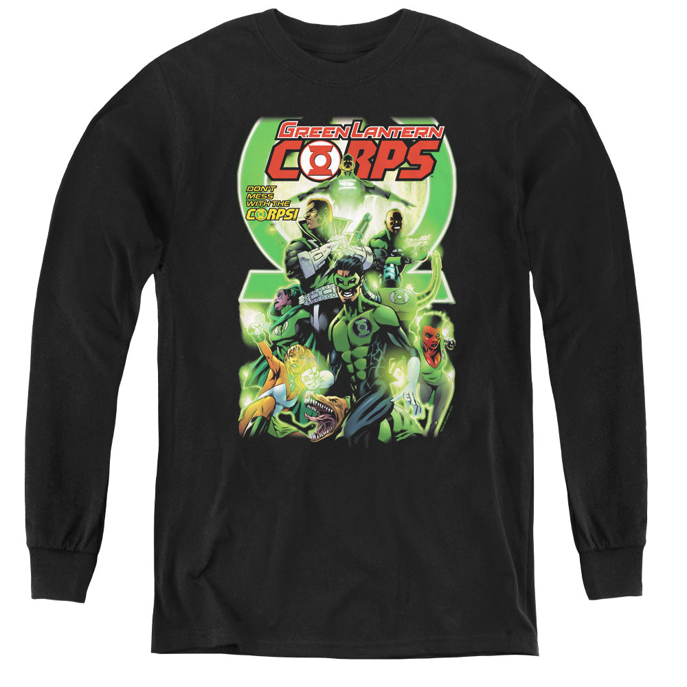 AN OFFCIALLY LICENSED GREEN LANTERN GL CORPS #25 COVER YOUTH LONG SLEEVE T-SHIRT BLACK