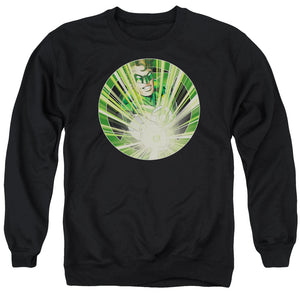 AN OFFCIALLY LICENSED GREEN LANTERN LIGHT EM UP ADULT UNISEX CREWNECK SWEATSHIRT BLACK