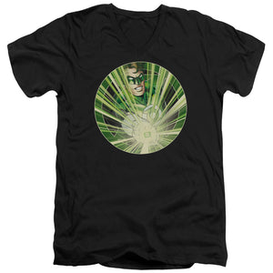 AN OFFCIALLY LICENSED GREEN LANTERN LIGHT EM UP MEN'S V-NECK T-SHIRT BLACK