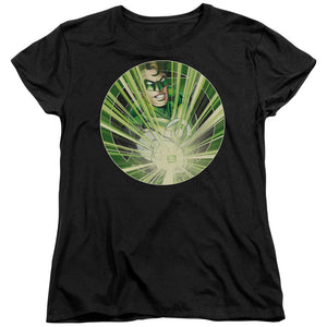 AN OFFCIALLY LICENSED GREEN LANTERN LIGHT EM UP WOMEN'S REGULAR FIT T-SHIRT BLACK