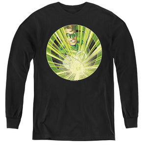 AN OFFCIALLY LICENSED GREEN LANTERN LIGHT EM UP YOUTH LONG SLEEVE T-SHIRT BLACK