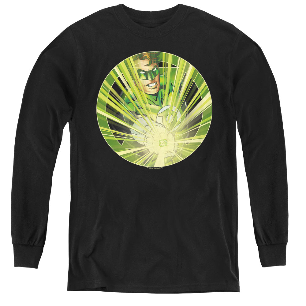 AN OFFCIALLY LICENSED GREEN LANTERN LIGHT EM UP YOUTH LONG SLEEVE T-SHIRT BLACK
