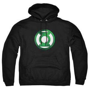 AN OFFCIALLY LICENSED GREEN LANTERN GREEN CHROME LOGO ADULT UNISEX PULLOVER HOODIE BLACK