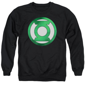 AN OFFCIALLY LICENSED GREEN LANTERN GREEN CHROME LOGO ADULT UNISEX CREWNECK SWEATSHIRT BLACK