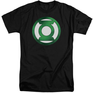 AN OFFCIALLY LICENSED GREEN LANTERN GREEN CHROME LOGO MEN'S TALL FIT T-SHIRT BLACK