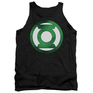 AN OFFCIALLY LICENSED GREEN LANTERN GREEN CHROME LOGO ADULT UNISEX TANK TOP BLACK