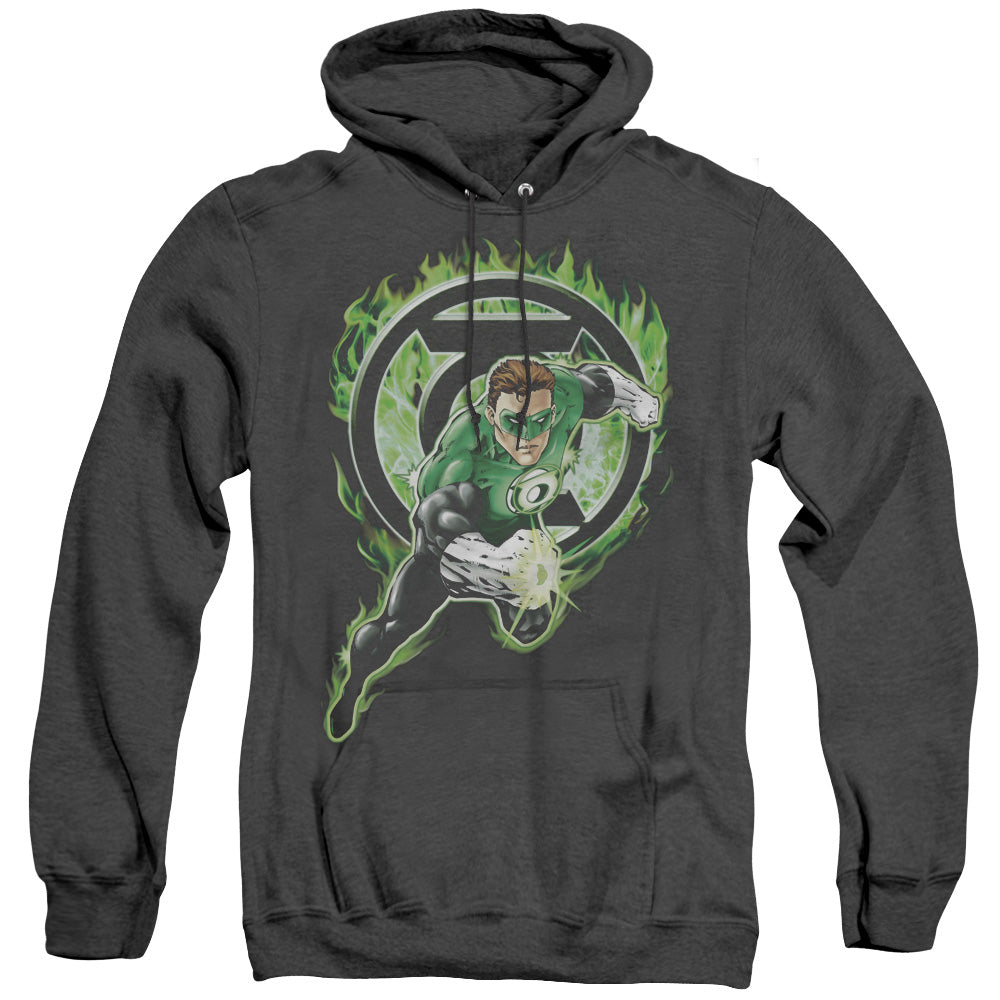 AN OFFCIALLY LICENSED GREEN LANTERN SPACE COP ADULT UNISEX HEATHER PULLOVER HOODIE BLACK