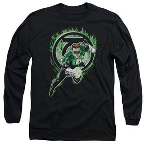 AN OFFCIALLY LICENSED GREEN LANTERN SPACE COP MEN'S LONG SLEEVE T-SHIRT BLACK