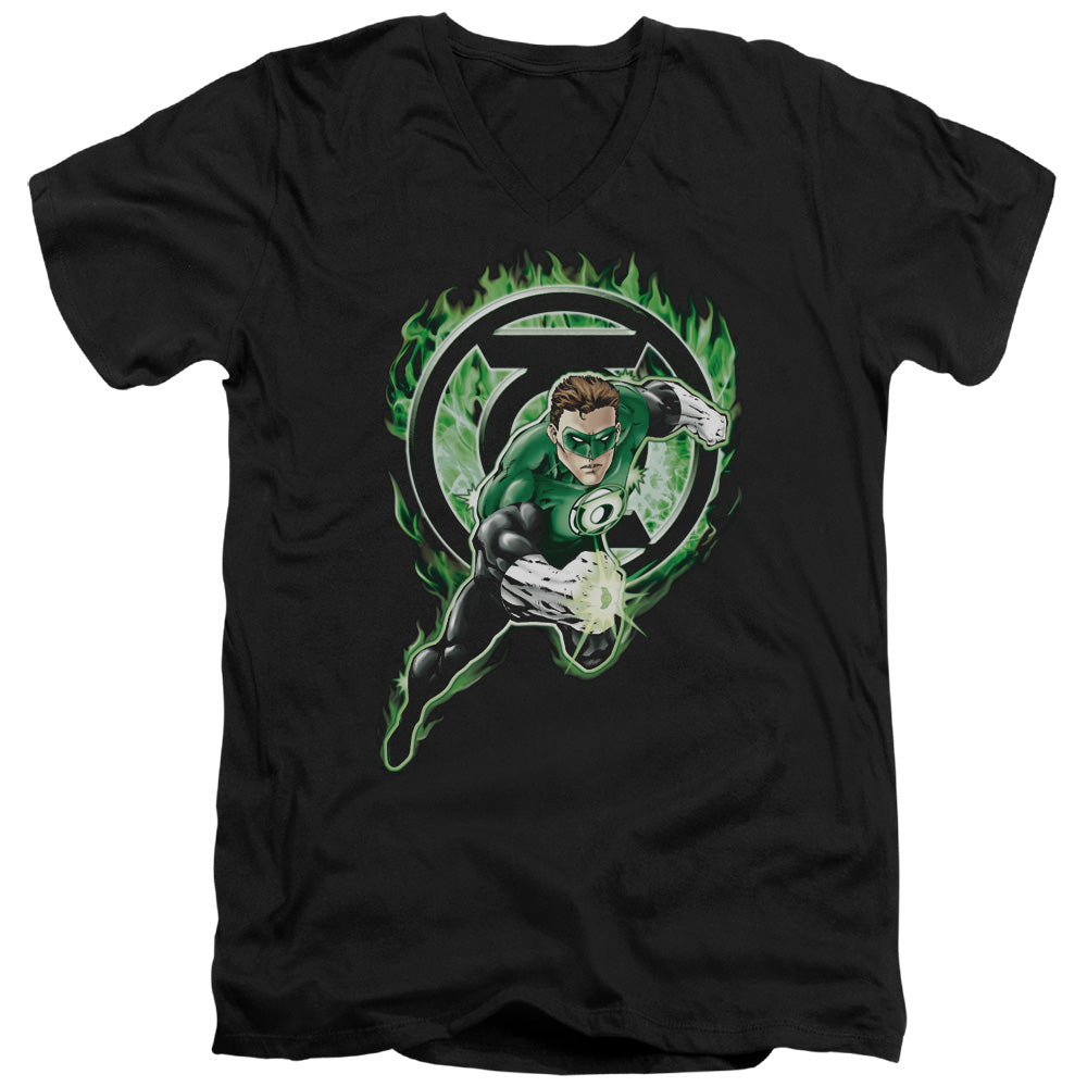 AN OFFCIALLY LICENSED GREEN LANTERN SPACE COP MEN'S V-NECK T-SHIRT BLACK