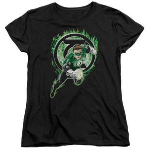 AN OFFCIALLY LICENSED GREEN LANTERN SPACE COP WOMEN'S REGULAR FIT T-SHIRT BLACK