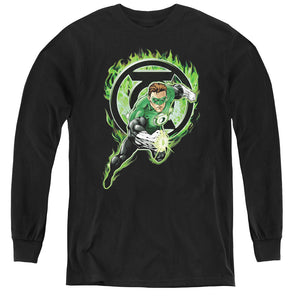 AN OFFCIALLY LICENSED GREEN LANTERN SPACE COP YOUTH LONG SLEEVE T-SHIRT BLACK