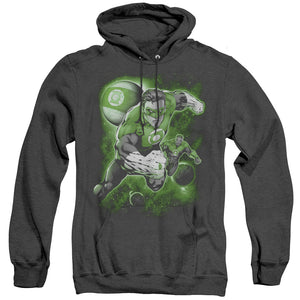 AN OFFCIALLY LICENSED GREEN LANTERN LANTERN PLANET ADULT UNISEX HEATHER PULLOVER HOODIE BLACK