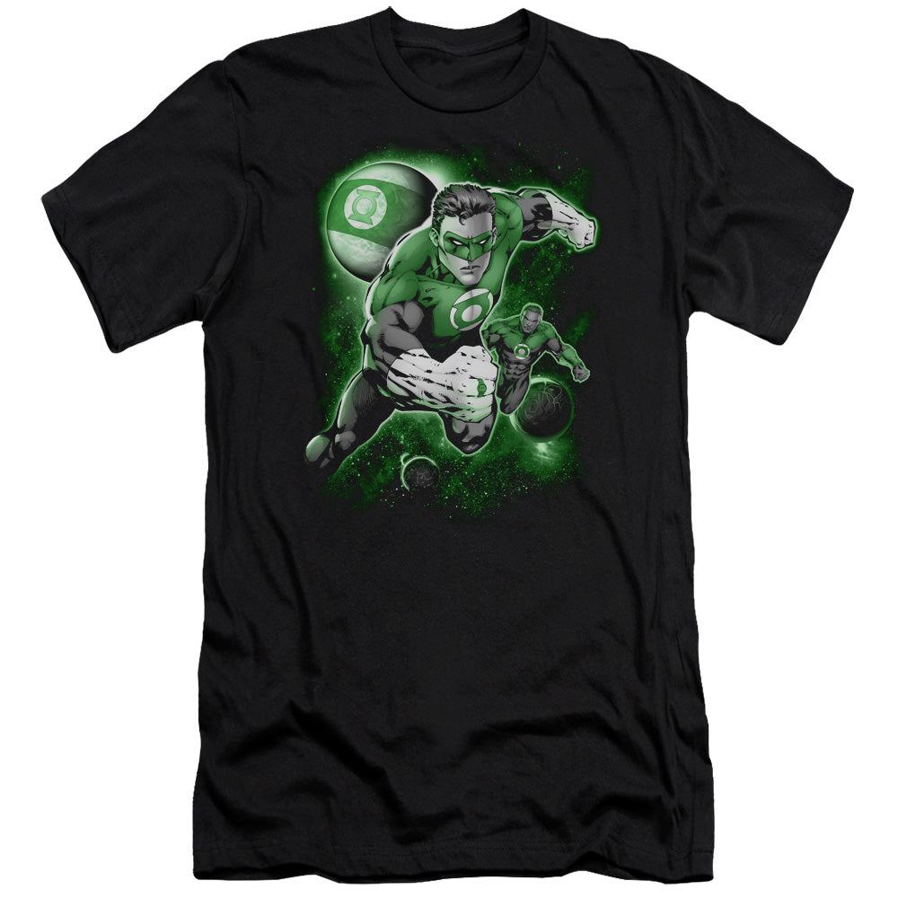 AN OFFCIALLY LICENSED GREEN LANTERN LANTERN PLANET MEN'S PREMIUM SLIM FIT T-SHIRT BLACK