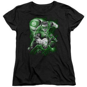 AN OFFCIALLY LICENSED GREEN LANTERN LANTERN PLANET WOMEN'S REGULAR FIT T-SHIRT BLACK