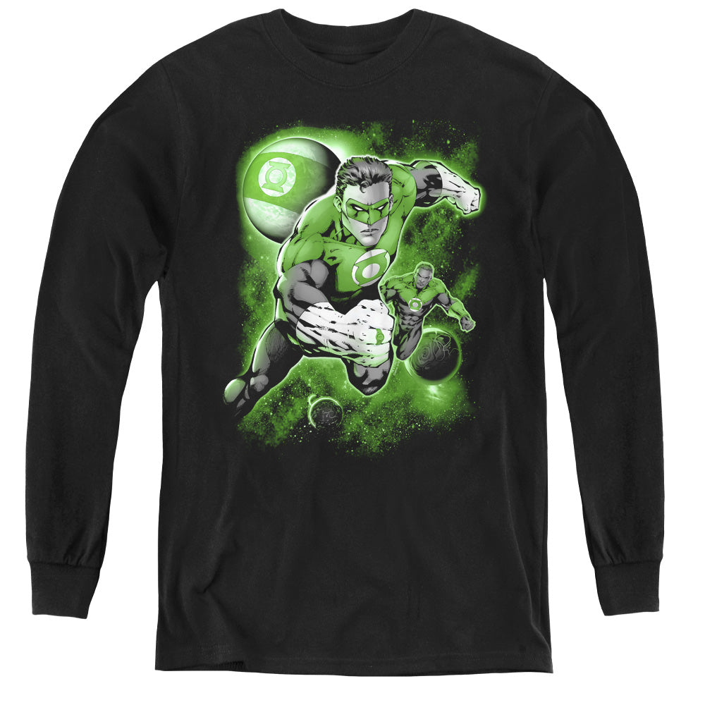AN OFFCIALLY LICENSED GREEN LANTERN LANTERN PLANET YOUTH LONG SLEEVE T-SHIRT BLACK