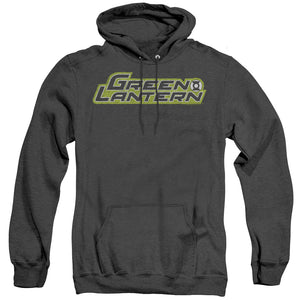 AN OFFCIALLY LICENSED GREEN LANTERN SCRIBBLE TITLE ADULT UNISEX HEATHER PULLOVER HOODIE BLACK