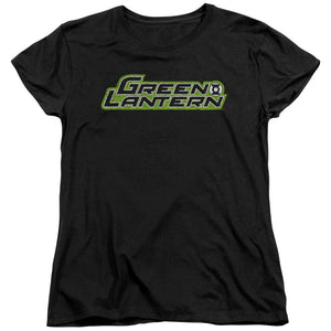 AN OFFCIALLY LICENSED GREEN LANTERN SCRIBBLE TITLE WOMEN'S REGULAR FIT T-SHIRT BLACK