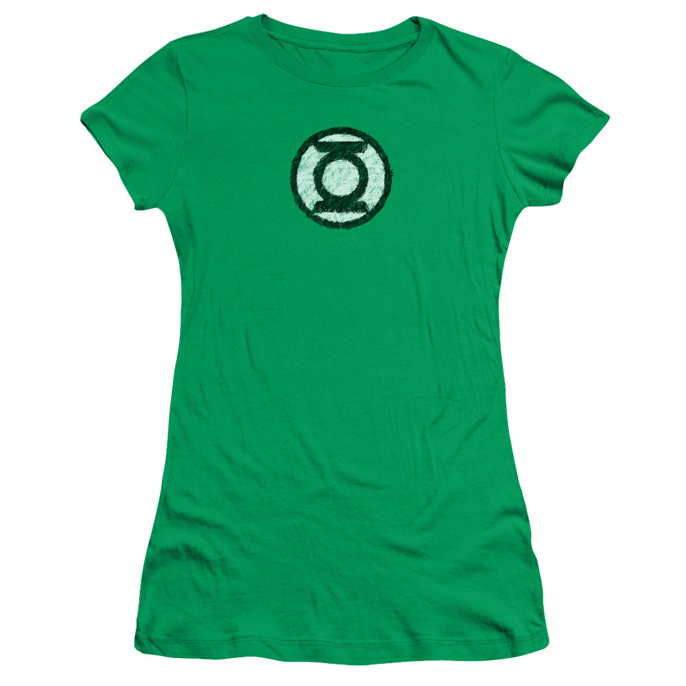 Green Lantern Scribble Lantern Logo Licensed Women's T-Shirt Juniors MD