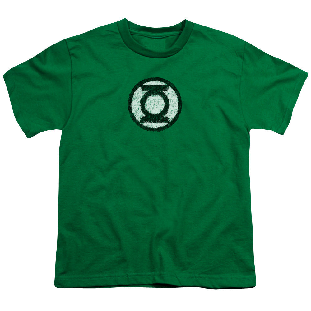 Green Lantern Scribble Lantern Logo Licensed Kid's T-Shirt (Ages 4-7) MD
