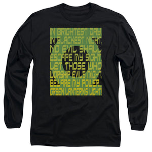 AN OFFCIALLY LICENSED GREEN LANTERN GREEN LANTERN OATH MEN'S LONG SLEEVE T-SHIRT BLACK