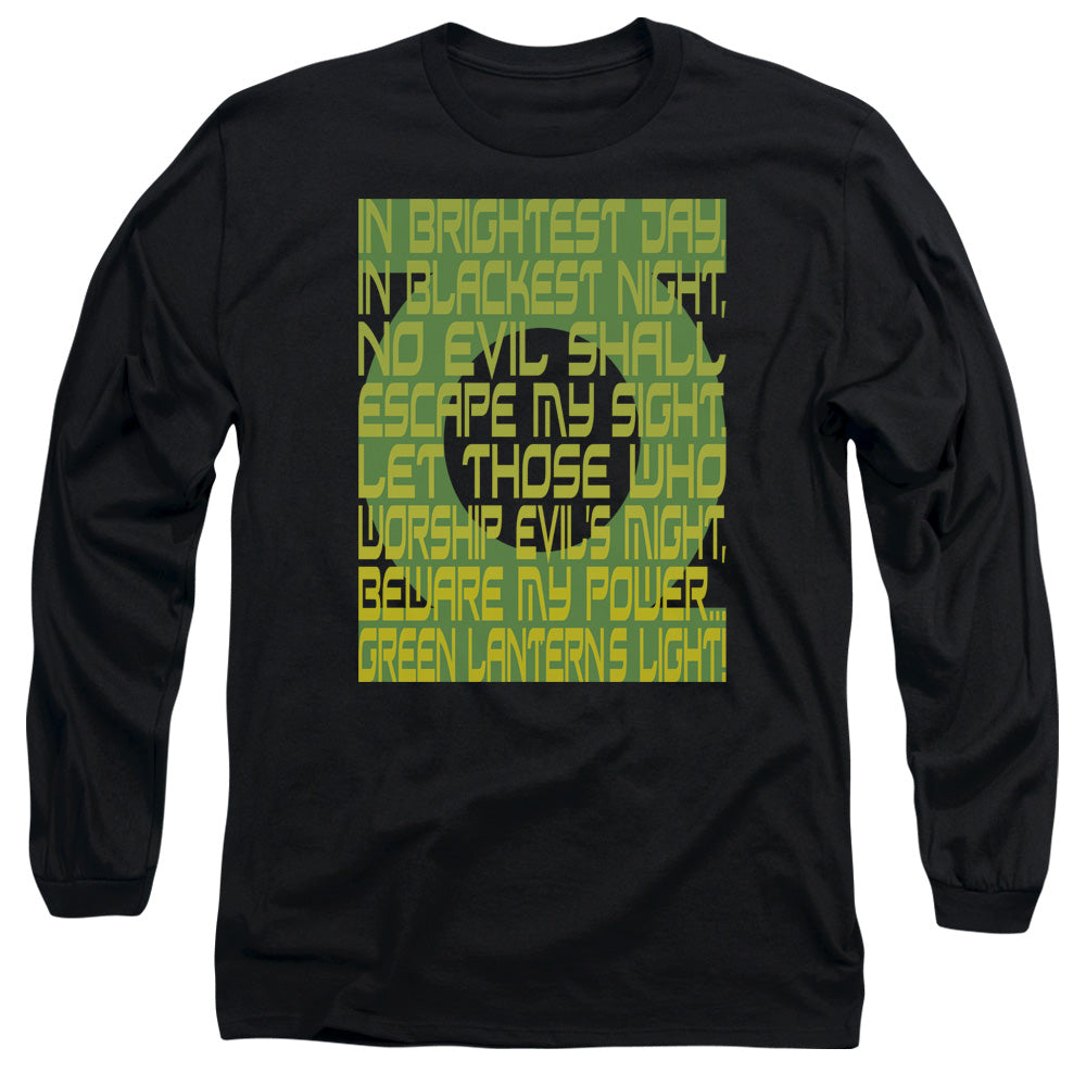 AN OFFCIALLY LICENSED GREEN LANTERN GREEN LANTERN OATH MEN'S LONG SLEEVE T-SHIRT BLACK