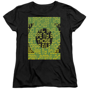 AN OFFCIALLY LICENSED GREEN LANTERN GREEN LANTERN OATH WOMEN'S REGULAR FIT T-SHIRT BLACK