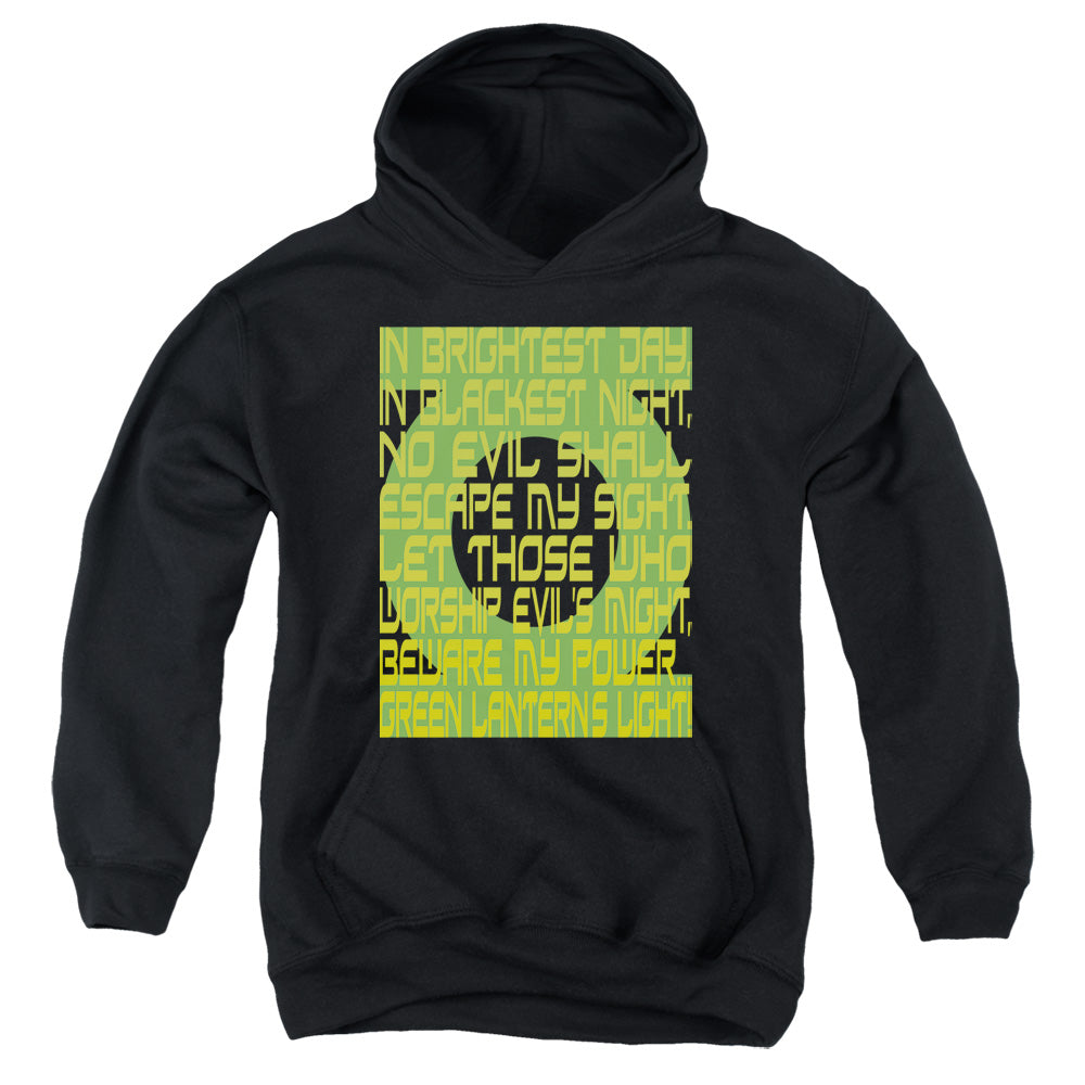 AN OFFCIALLY LICENSED GREEN LANTERN GREEN LANTERN OATH YOUTH HOODIE BLACK