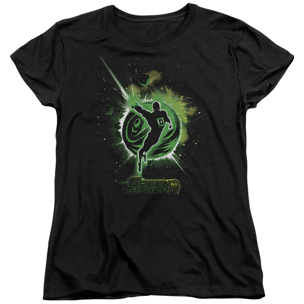 AN OFFCIALLY LICENSED GREEN LANTERN SHADOW LANTERN WOMEN'S REGULAR FIT T-SHIRT BLACK