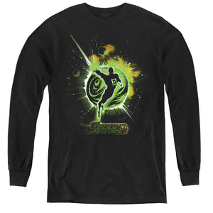 AN OFFCIALLY LICENSED GREEN LANTERN SHADOW LANTERN YOUTH LONG SLEEVE T-SHIRT BLACK