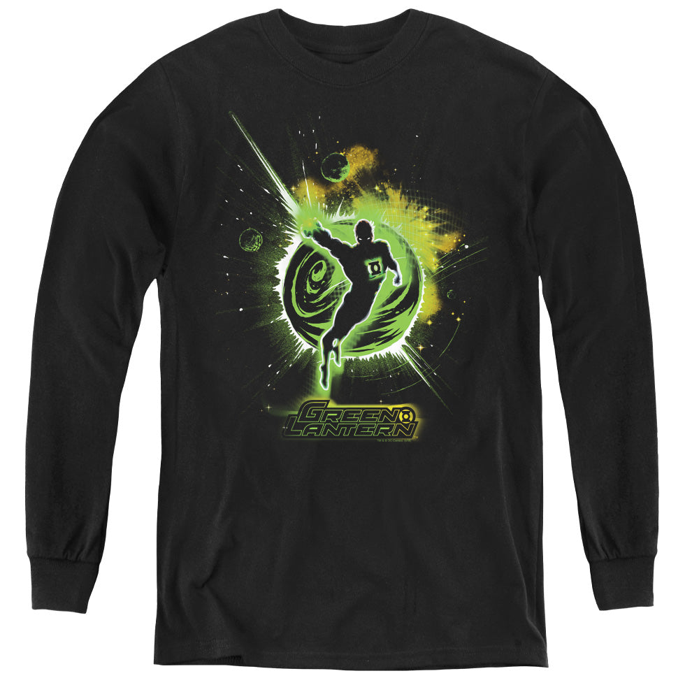AN OFFCIALLY LICENSED GREEN LANTERN SHADOW LANTERN YOUTH LONG SLEEVE T-SHIRT BLACK