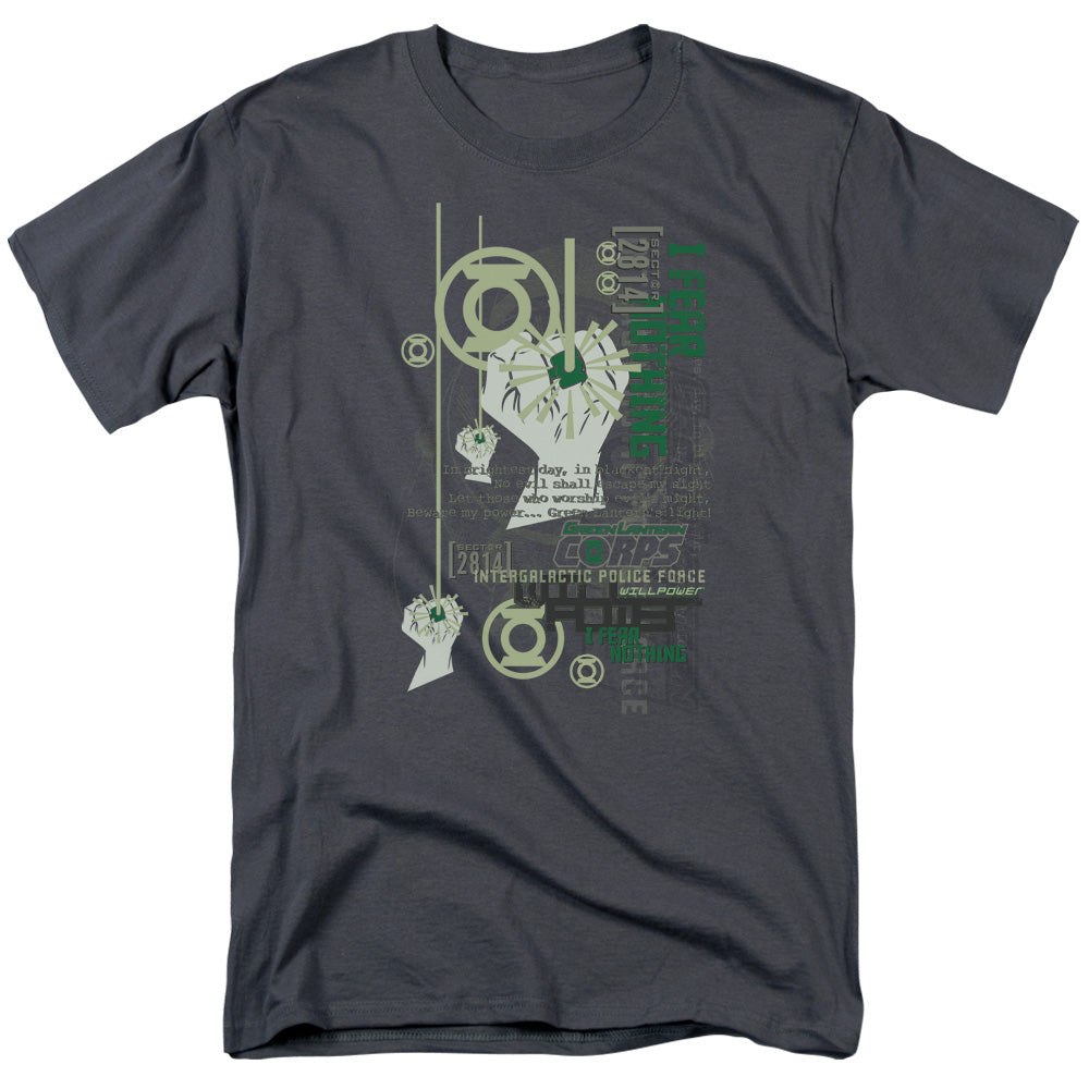 AN OFFCIALLY LICENSED GREEN LANTERN CORE STRENGTH MEN'S REGULAR FIT T-SHIRT CHARCOAL