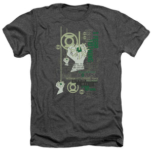 AN OFFCIALLY LICENSED GREEN LANTERN CORE STRENGTH MEN'S HEATHER T-SHIRT CHARCOAL