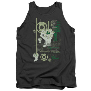 AN OFFCIALLY LICENSED GREEN LANTERN CORE STRENGTH ADULT UNISEX TANK TOP CHARCOAL