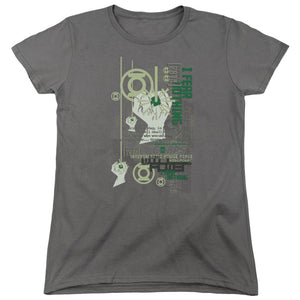 AN OFFCIALLY LICENSED GREEN LANTERN CORE STRENGTH WOMEN'S REGULAR FIT T-SHIRT CHARCOAL