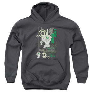 AN OFFCIALLY LICENSED GREEN LANTERN CORE STRENGTH YOUTH HOODIE CHARCOAL