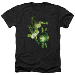 AN OFFCIALLY LICENSED GREEN LANTERN LANTERN LIGHT MEN'S HEATHER T-SHIRT CHARCOAL