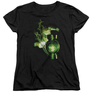 AN OFFCIALLY LICENSED GREEN LANTERN LANTERN LIGHT WOMEN'S REGULAR FIT T-SHIRT BLACK